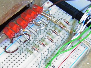 LED array on the breadboard